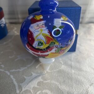 Li Bien Santa Claus Reverse Painting Pier 1 2012 Presents Bird Naughty Nice List